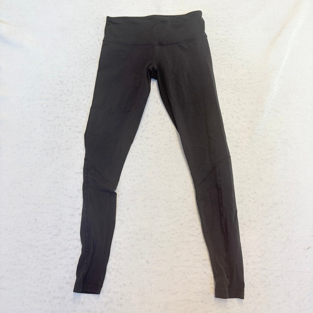 Lululemon Leggings Womens 6 Black Ruffle Trim Ruched Back Activewear